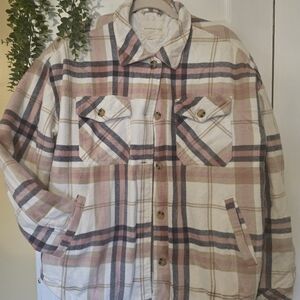 Aeropostale Plaid Jacket - Pink and Cream